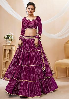 Purple Leheriya Print Georgette Lehenga Set