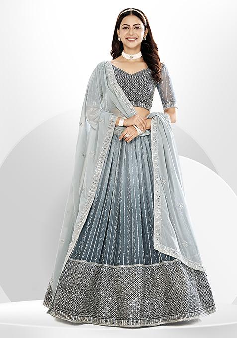 Cadet Grey Sequin Embroidered Lehenga Set