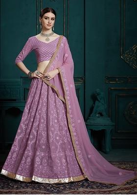 Lavender Thread Sequin Embroidered Lehenga Set