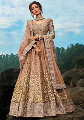 Brown Dori Sequin Embroidered Net Lehenga Set