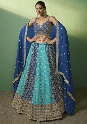 Royal Blue Sequin Embroidered Lehenga Set