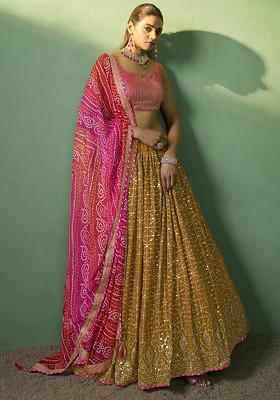 Mustard Yellow Sequin Embroidered Lehenga Set