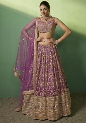 Lavender Sequin Embroidered Lehenga Set