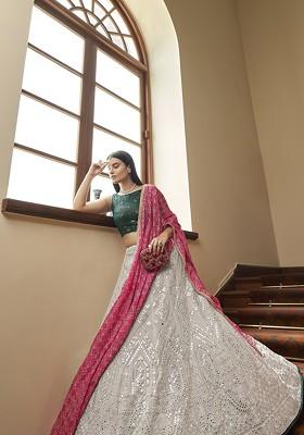 Grey Sequin Embroidered Lehenga Set