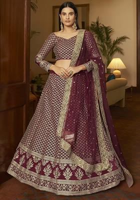Maroon Sequin Embroidered Lehenga Set