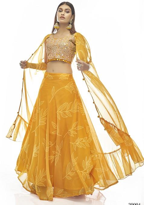 Mustard Yellow Embroidered Lehenga Set