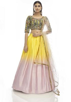 Multicolour Thread Embroidered Georgette Lehenga Set
