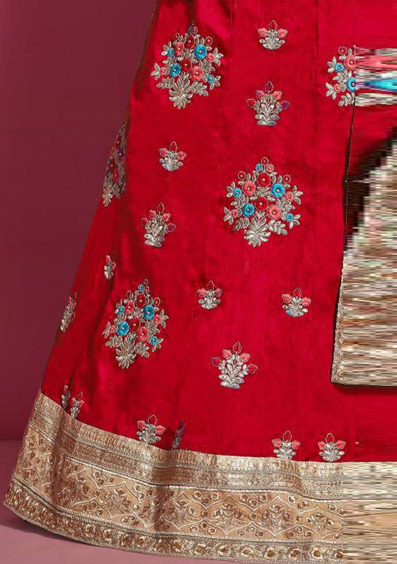 Pink Silk Lehenga Set with Embroidered for Diwali | Wedding & Festive Wear - Indya