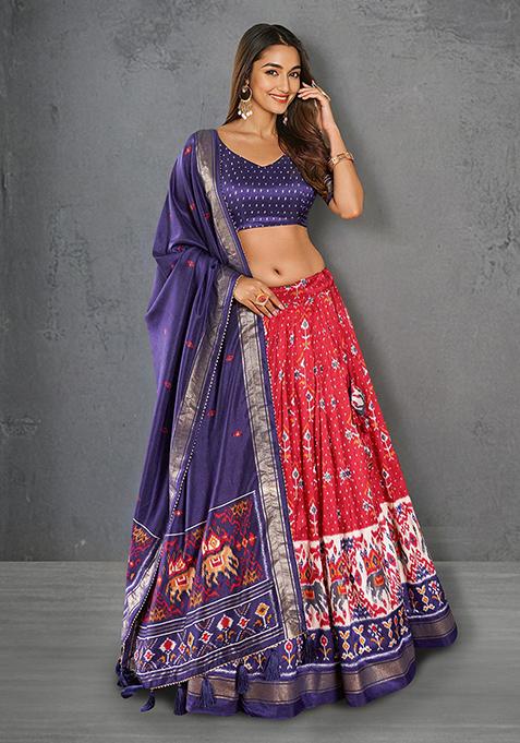 Red Foil Patola Print Lehenga Choli Set