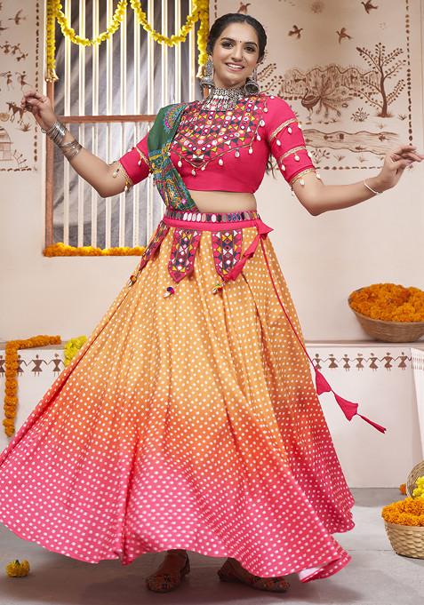 Yellow Embroidered Viscose Rayon Lehenga Set