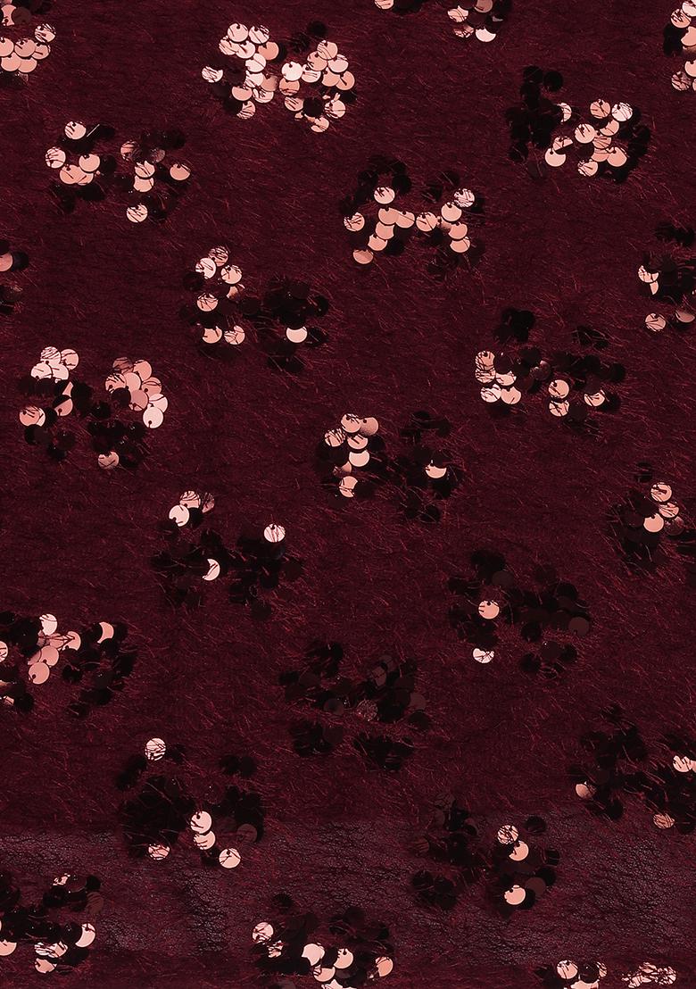 Maroon Sequin Embroidered Silk Lehenga Set