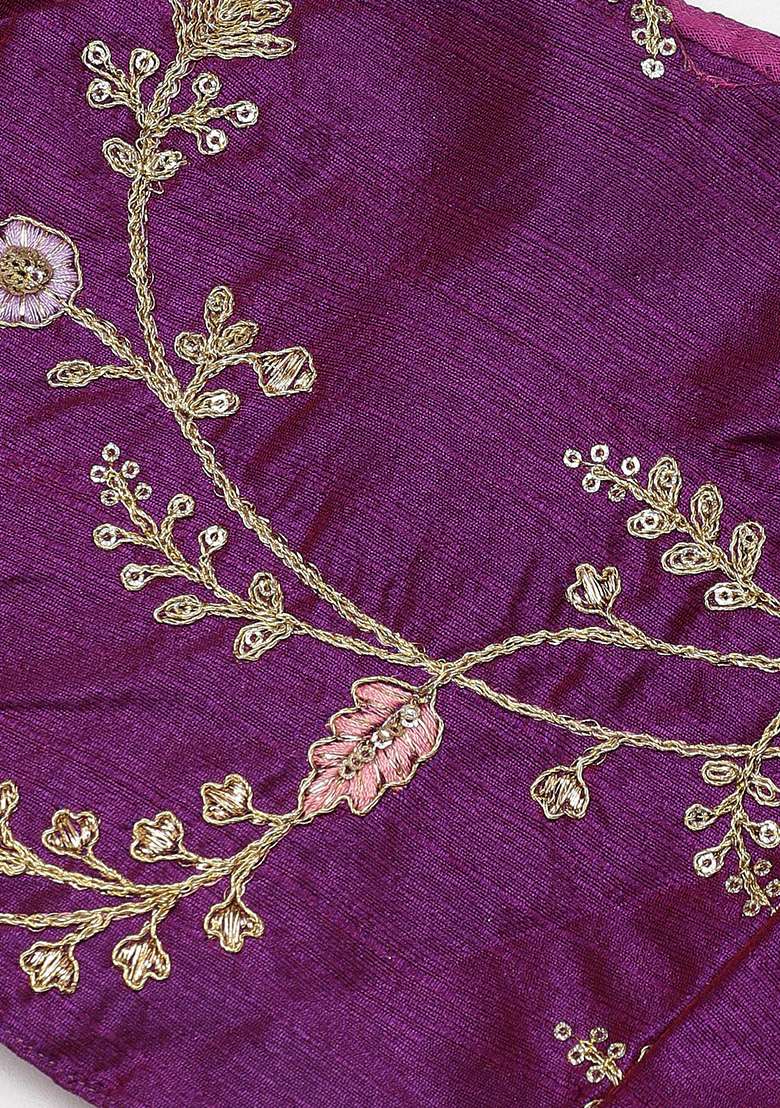 Purple Sequin Dori Embroidered Mulberry Silk Blend Lehenga Set for Diwali and Festive Wear - Indya