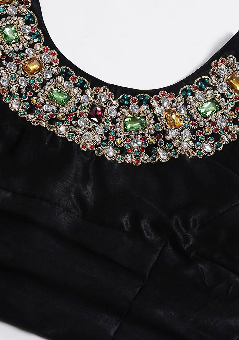 Multicolor Sequin Zari Embroidered Silk Lehenga Set - Indya