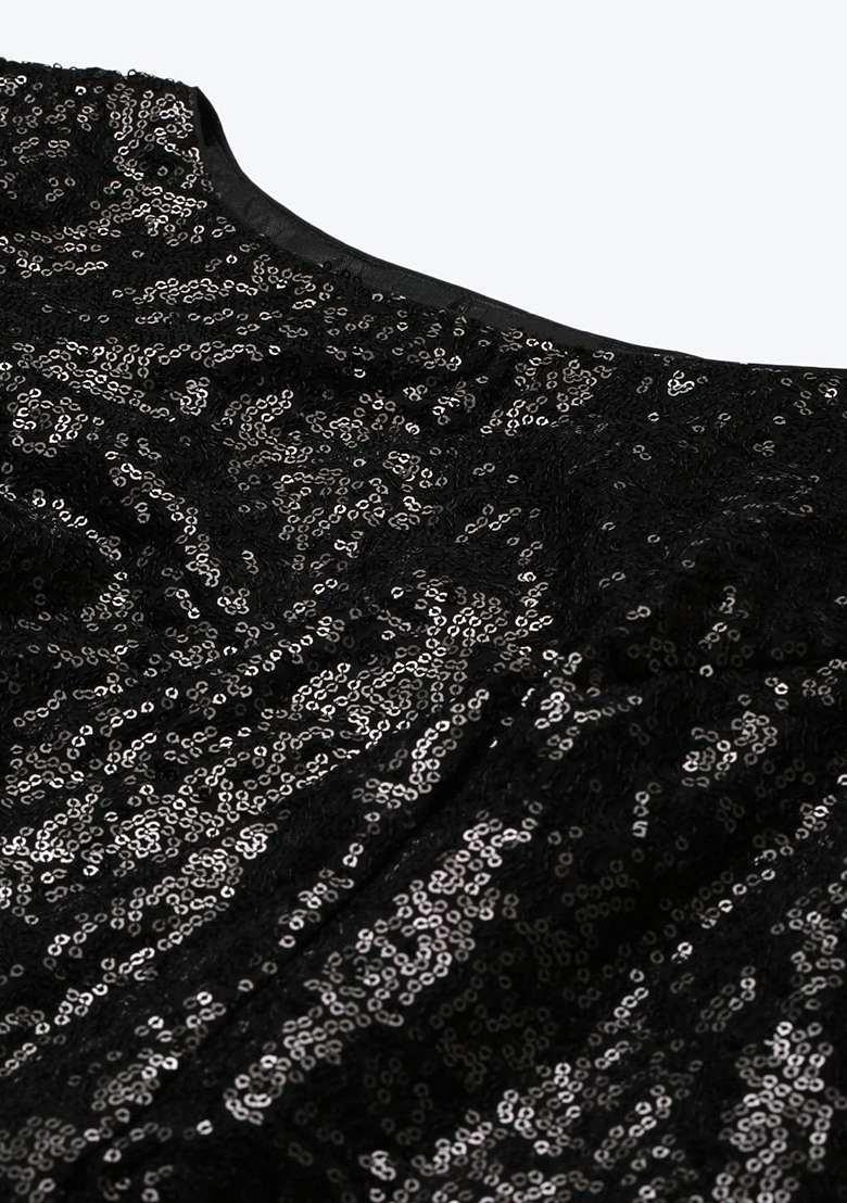 Black Zari Organza Lehenga Set with Digital Print & Embroidered for Diwali | Wedding & Festive Wear - Indya