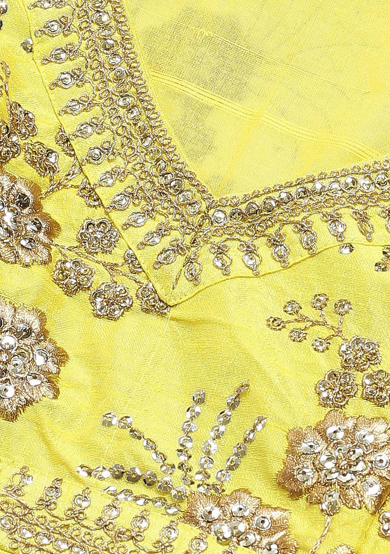 Neon Zari Sequin Embroidered Slub Silk Lehenga Set - Indya