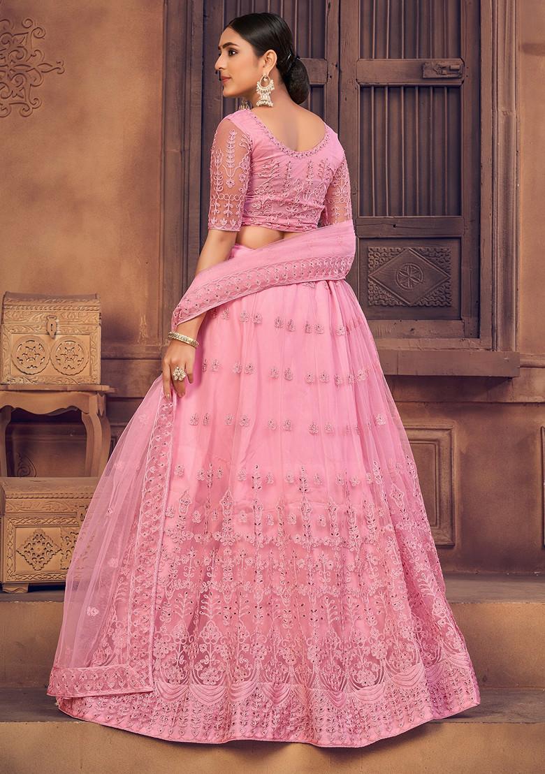 Pink Pearl Embellished Net Lehenga Set
