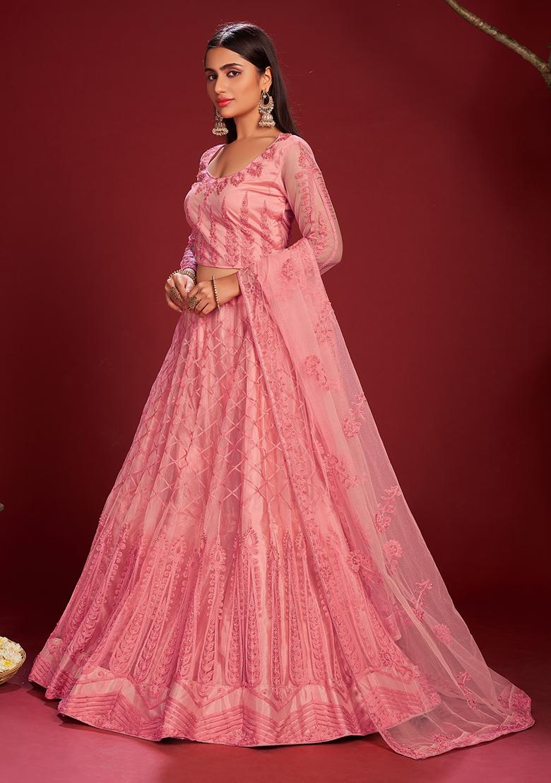 Pink Embroidered Lehenga Set