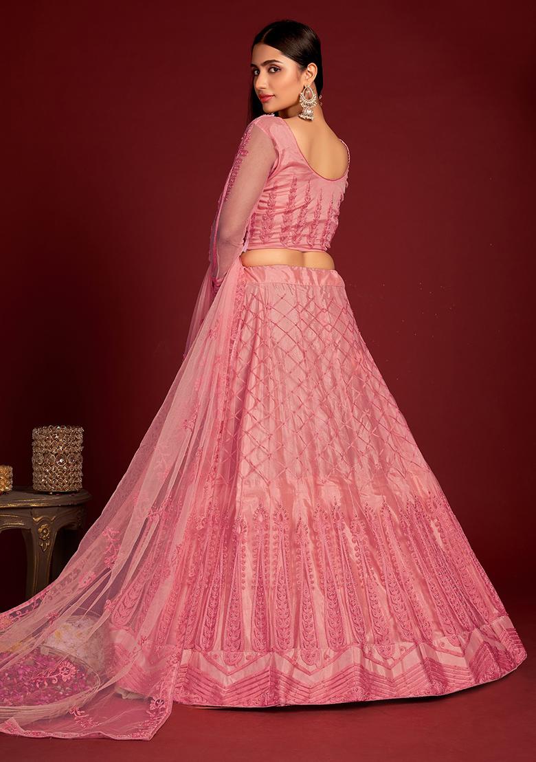 Pink Embroidered Lehenga Set