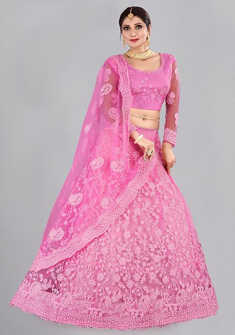 Baby Pink Net Lehenga Set