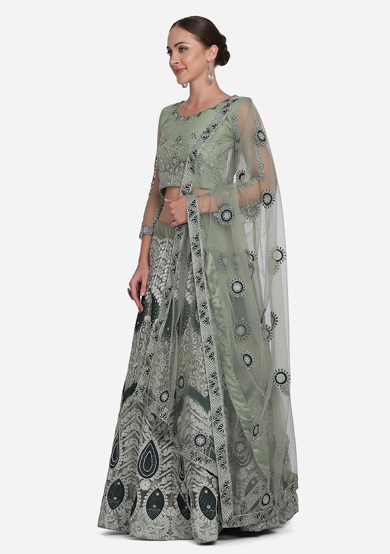 Light Green Net Lehenga Set