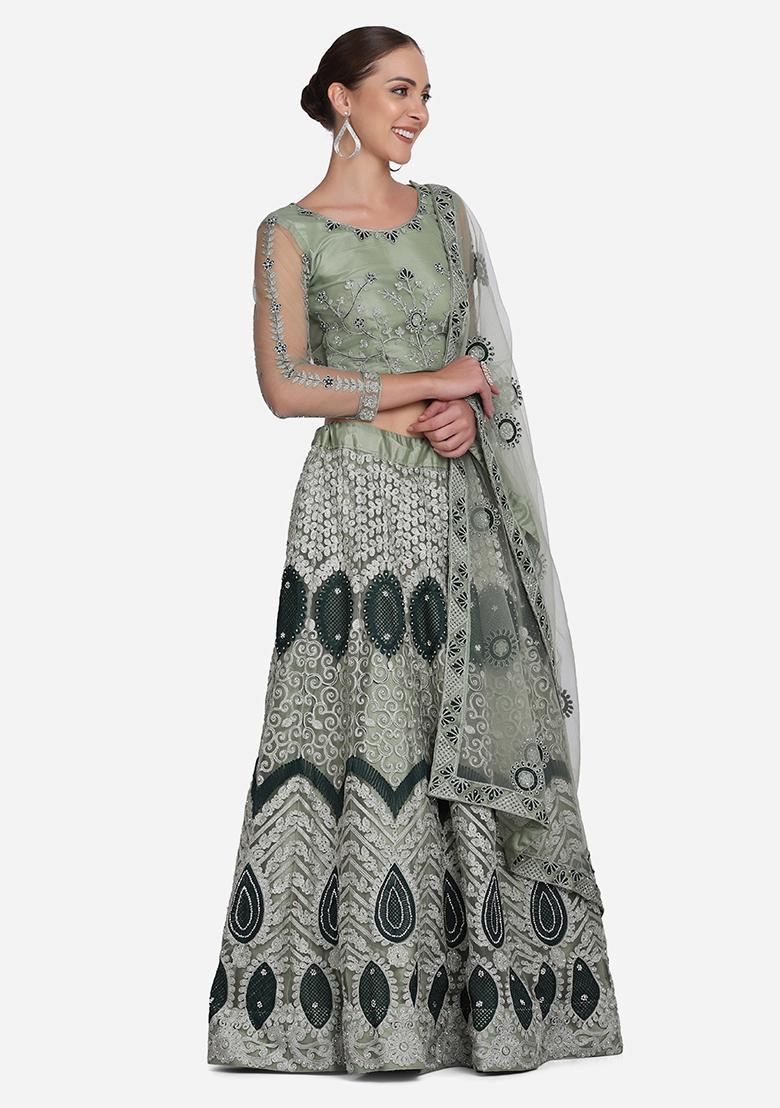 Light Green Net Lehenga Set