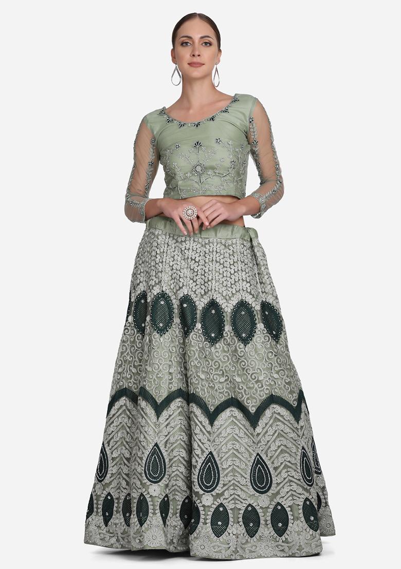Light Green Net Lehenga Set