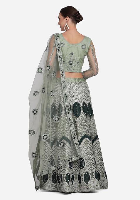 Light Green Net Lehenga Set