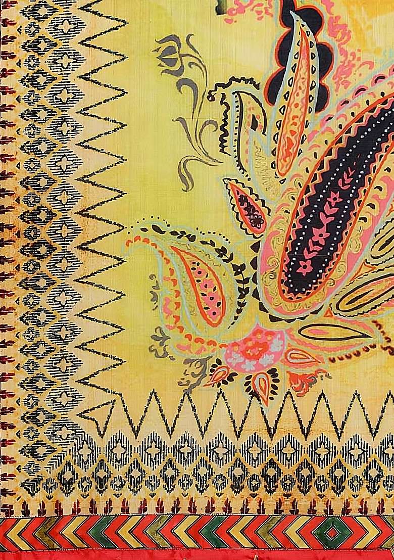 Orange Digital Print Satin Silk Blend Lehenga Set for Diwali and Festive Wear - Indya