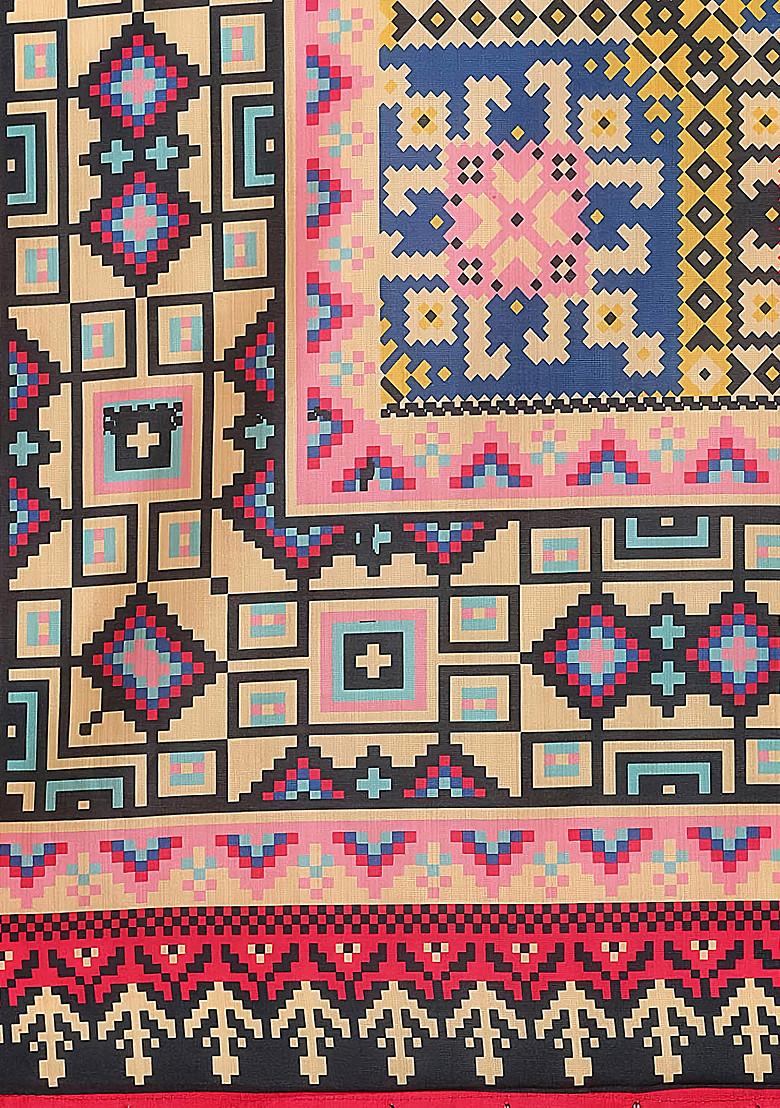 Fuchsia Pink Digital Print Satin Silk Lehenga Set