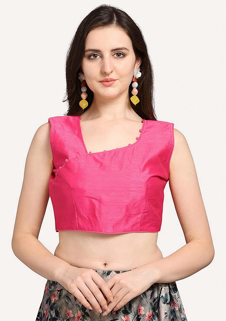 Fuchsia Pink Digital Print Satin Silk Lehenga Set