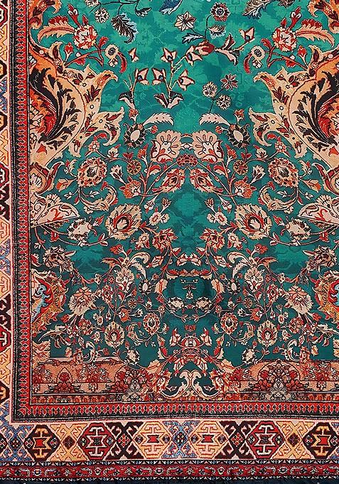 Cyan Pink Printed Silk Satin Lehenga Set