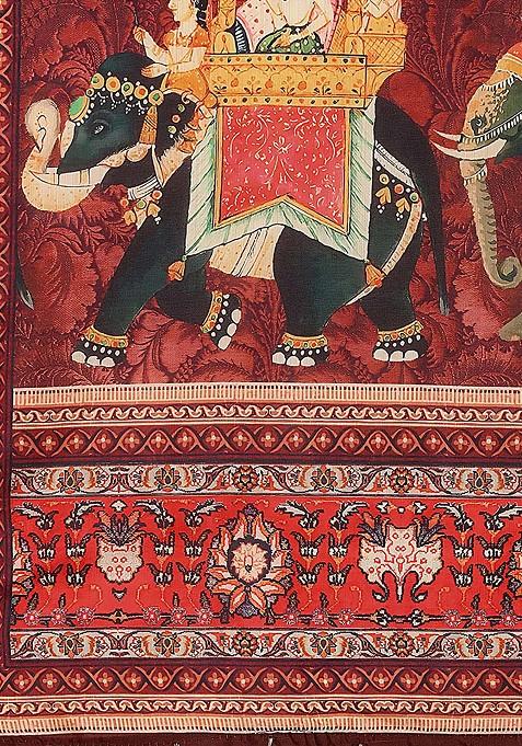 Dark Maroon Digital Print Satin Silk Lehenga Set