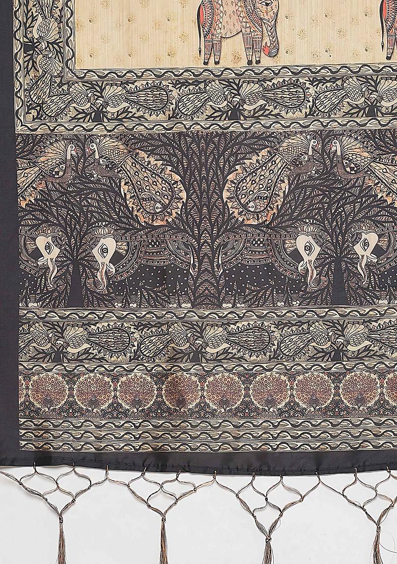 Dark Maroon Digital Print Satin Silk Lehenga Set