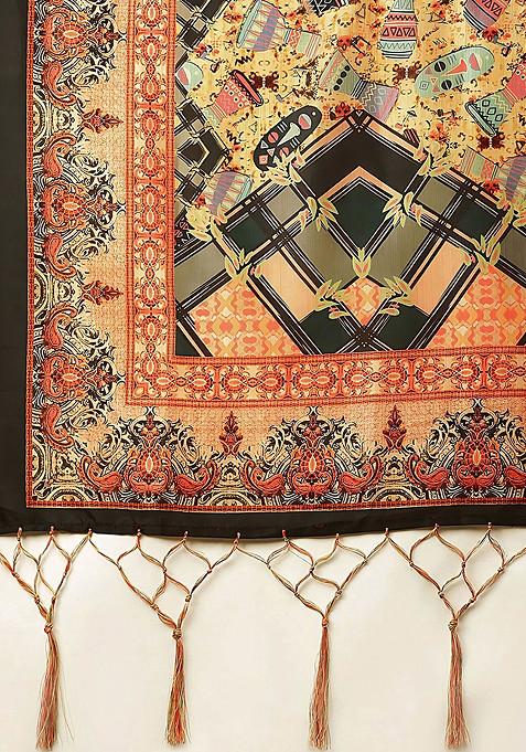 Dark Pink Printed Silk Satin Lehenga Set