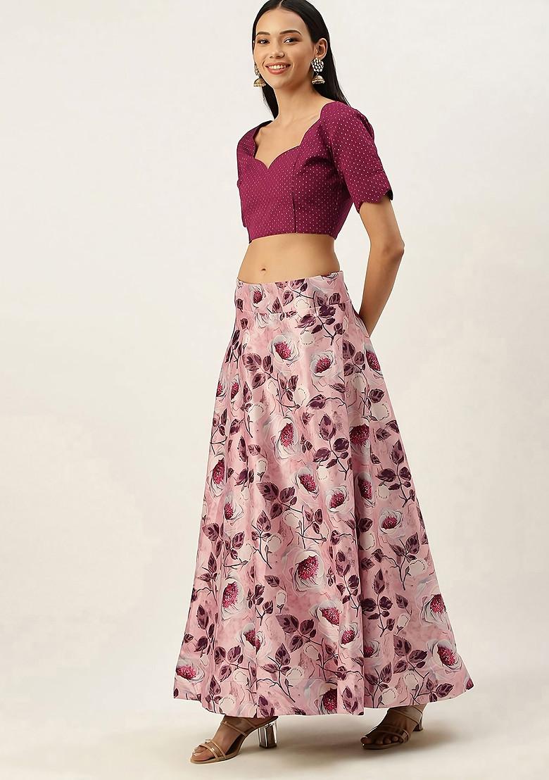 Violet Digital Print Satin Silk Lehenga Set