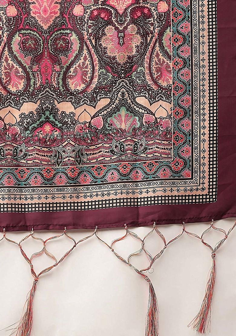 Violet Digital Print Satin Silk Lehenga Set