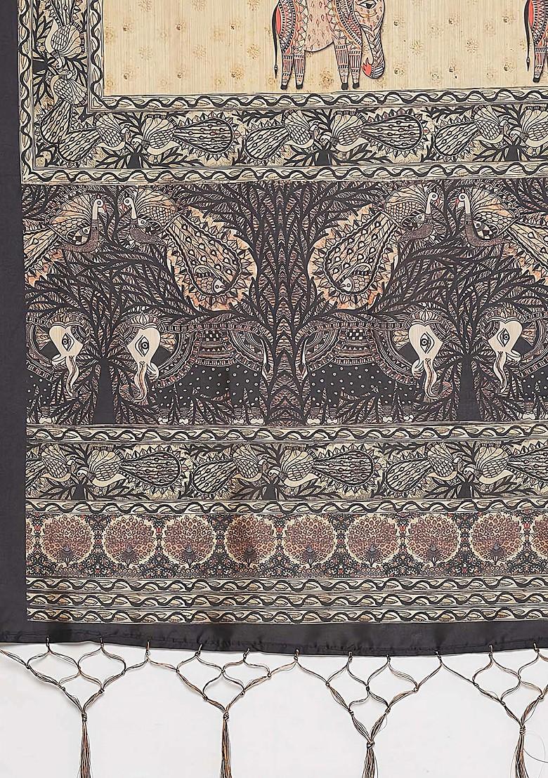 Maroon Digital Print Satin Silk Lehenga Set