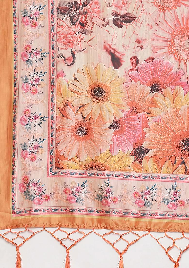 Dark Pink Printed Satin Silk Lehenga Set