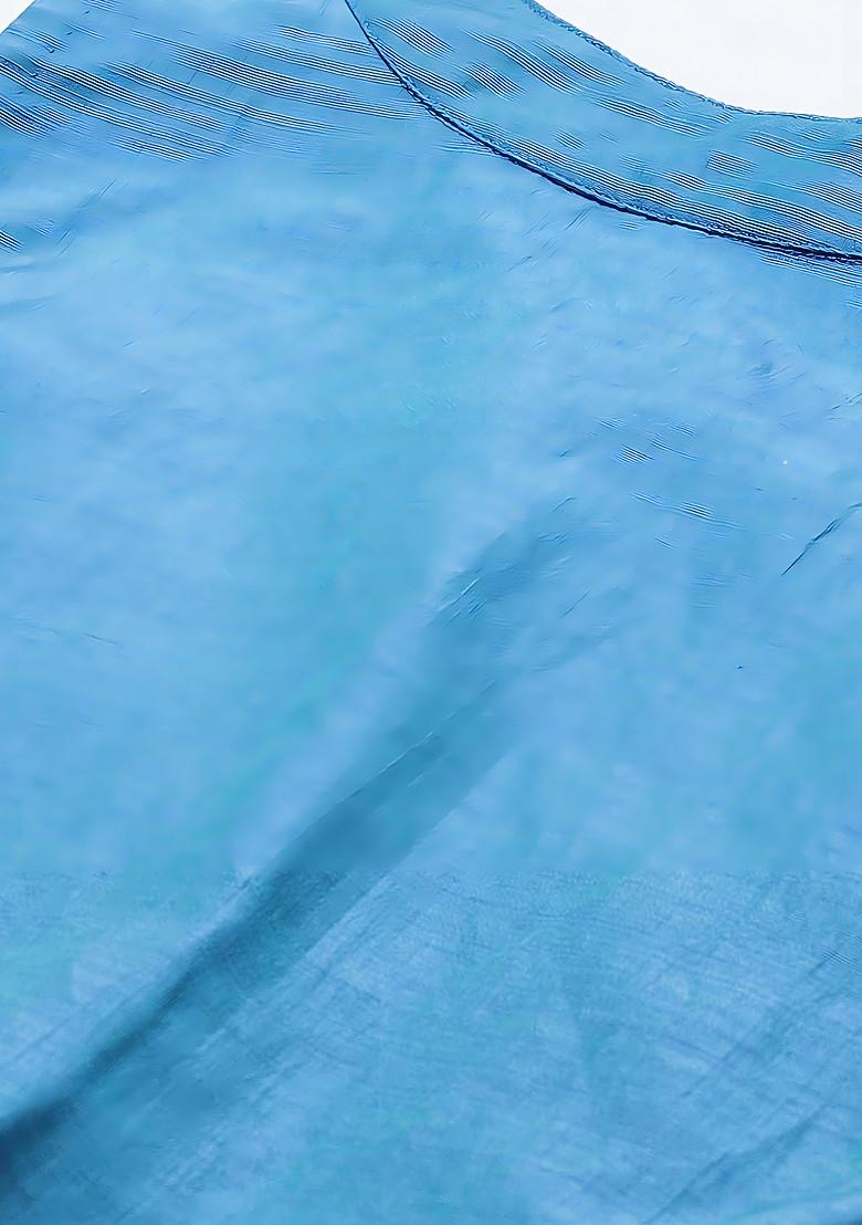 Teal Printed Silk Satin Lehenga Set