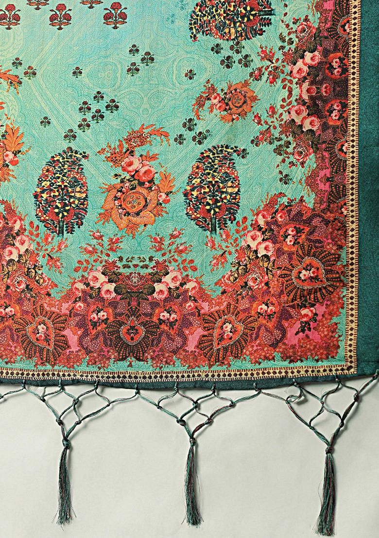 Maroon Digital Print Satin Silk Lehenga Set