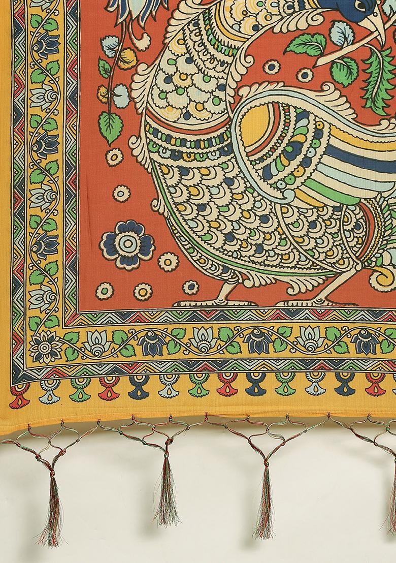 Red Digital Print Silk Satin Lehenga Set