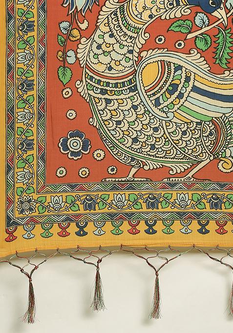 Red Digital Print Silk Satin Lehenga Set