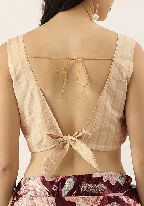 Cream Printed Silk Satin Lehenga Set