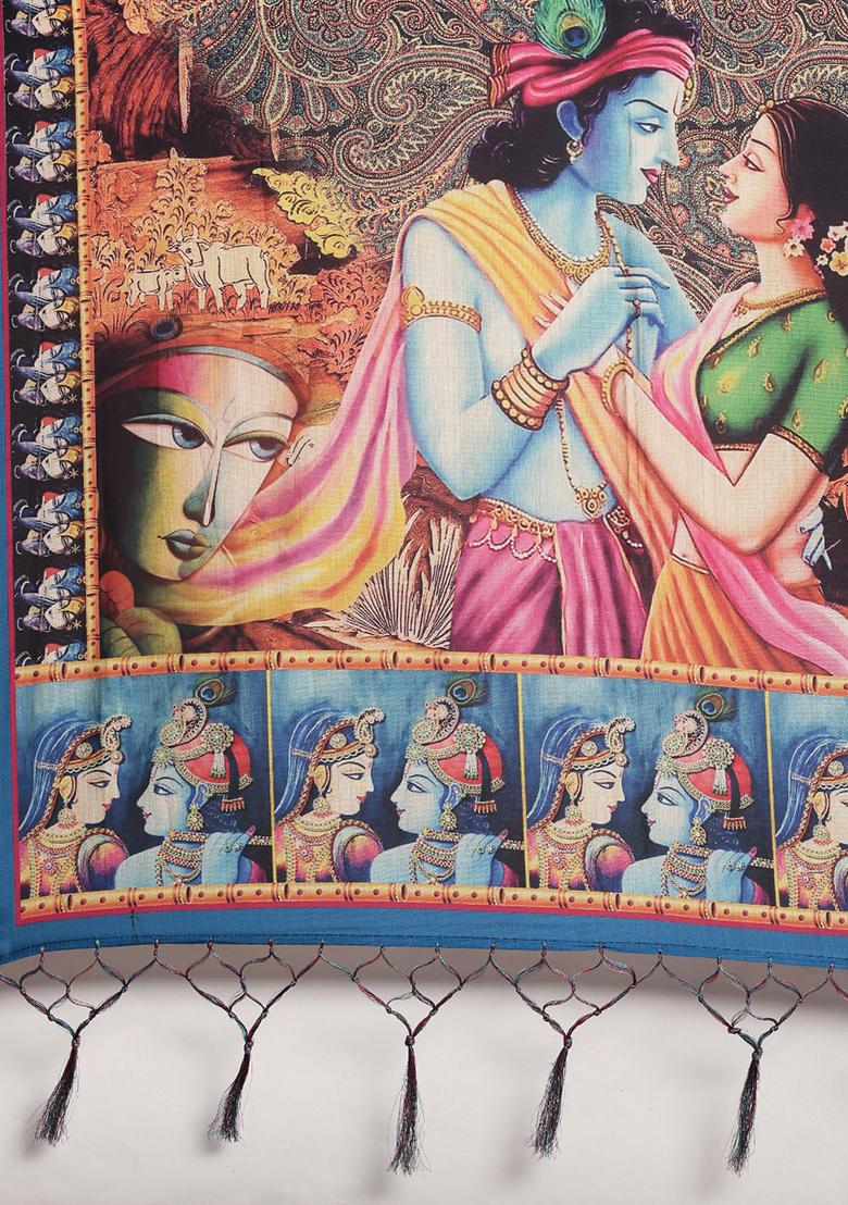 Maroon Digital Print Silk Satin Lehenga Set