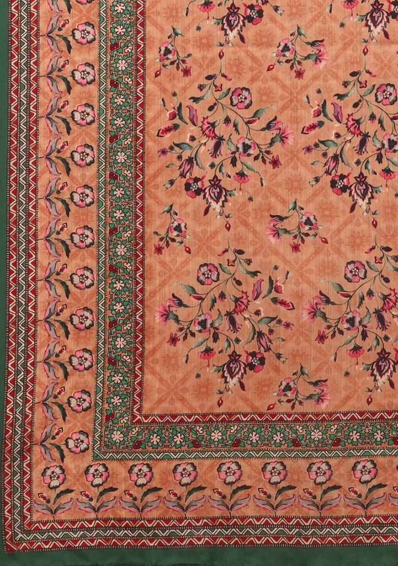 Green Digital Print Silk Satin Lehenga Set