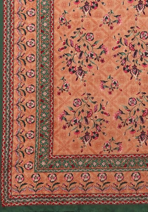 Green Digital Print Silk Satin Lehenga Set