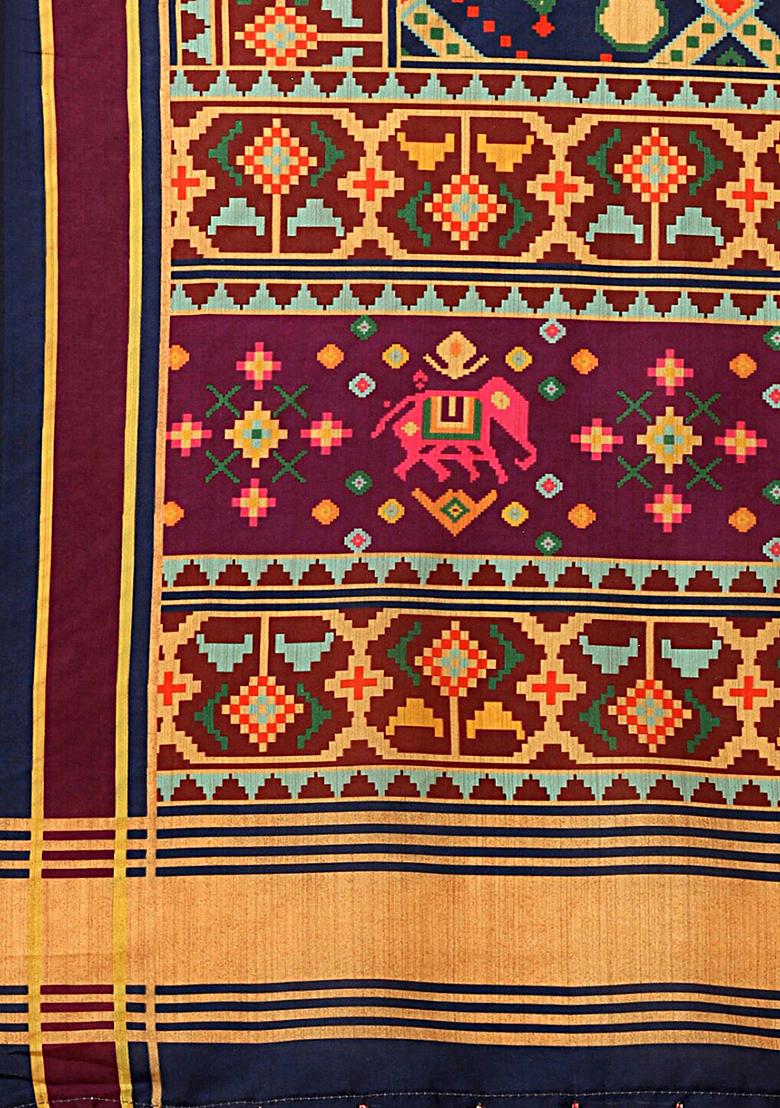 Red Digital Print Satin Silk Lehenga Set