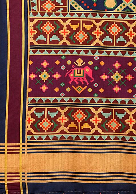 Red Digital Print Satin Silk Lehenga Set