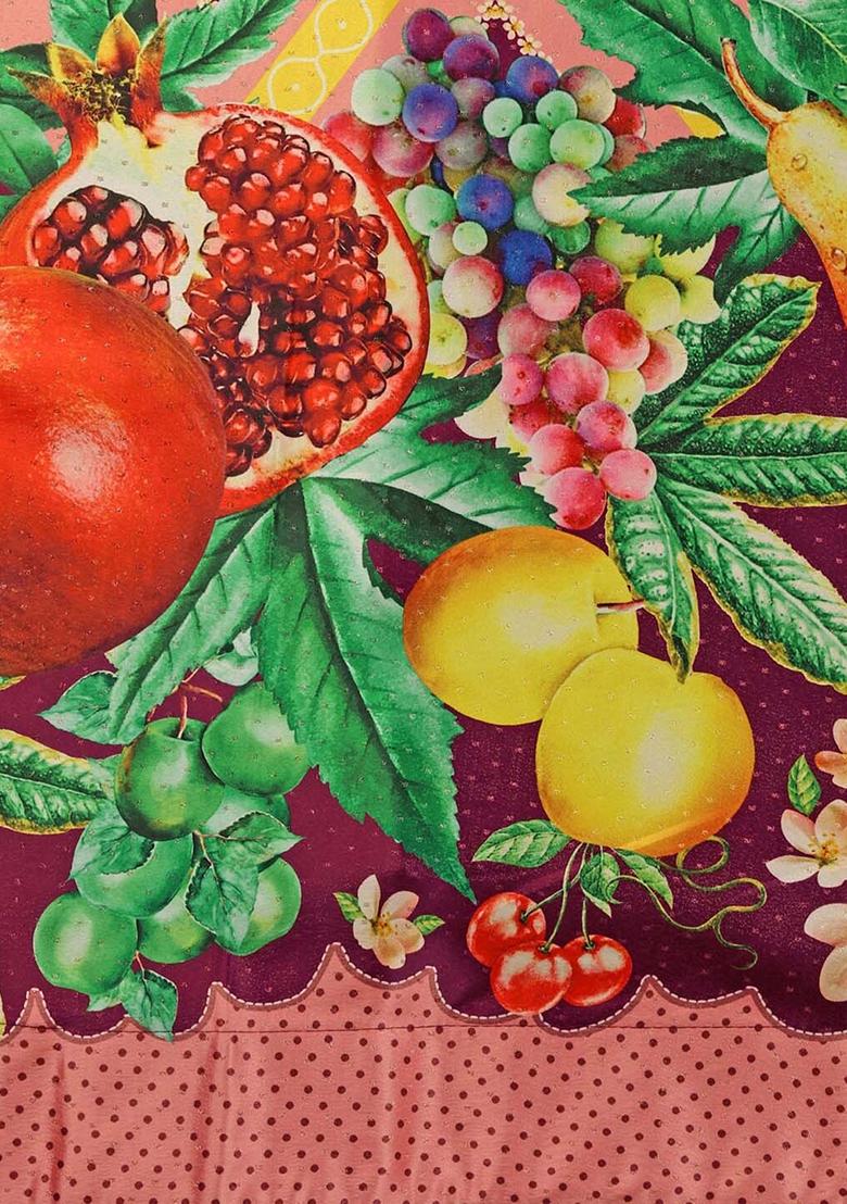 Wine Printed Satin Silk Lehenga Set