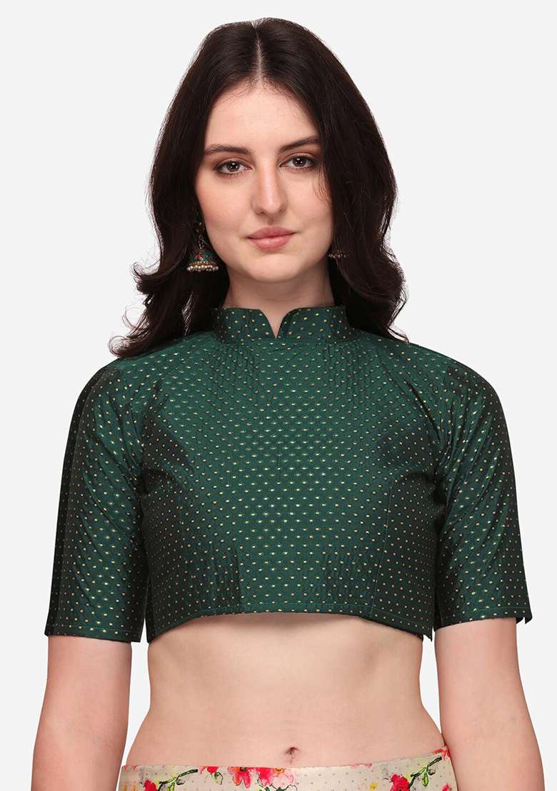 Dark Green Printed Satin Silk Blend Lehenga Set for Diwali and Festive Wear - Indya